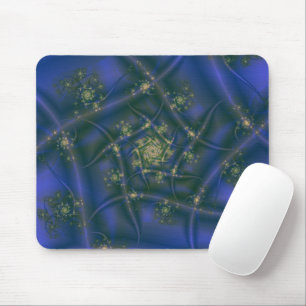 Fraktal mit blauer Gelbfärbung und grünen Spiralbr Mousepad