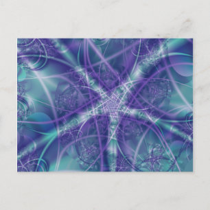 Fraktal mit Lila Blau- und Weißstern-Formen Postkarte