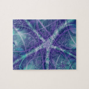 Fraktal mit Lila Blau- und Weißstern-Formen Puzzle
