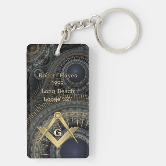 Fraktal Mit Monogramm Masonic Schlüsselanhänger (Rückseite)