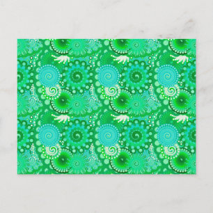 Fraktal mit wirbelnden Motiven, Jade, Türkis, Aqua Postkarte
