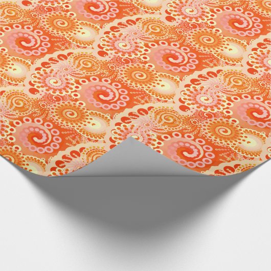 Fraktal mit wirlem Muster, Korallenorangefarben Geschenkpapier (Ecke)