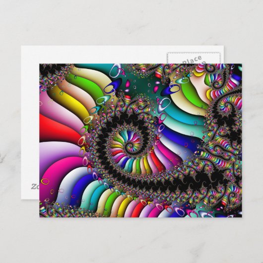 Fraktal Multicolor Spiral Postkarte (Vorne/Hinten)