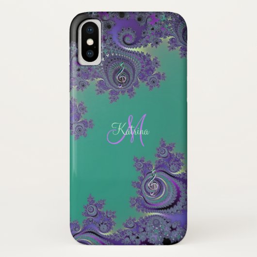 Fraktal-Musikclef-Monogramm iPhone X Fall Case-Mate iPhone Hülle (Rückseite)