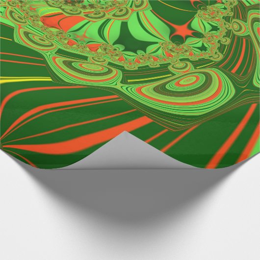 ~ Fraktal Muster Green Yellow ~ Geschenkpapier (Ecke)