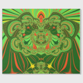 ~ Fraktal Muster Green Yellow ~ Geschenkpapier (Flach)