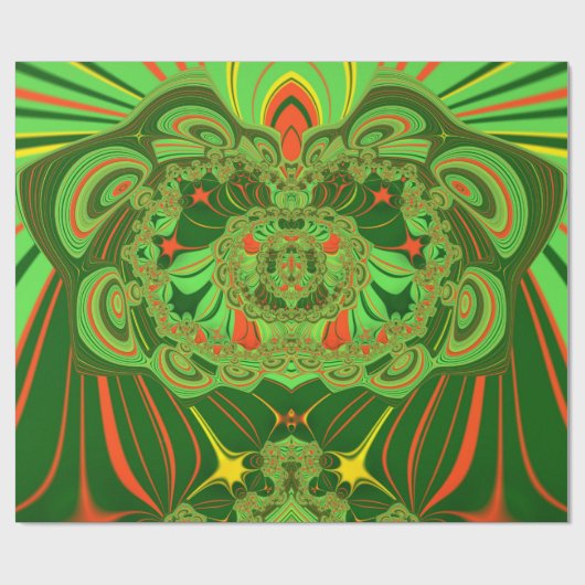 ~ Fraktal Muster Green Yellow ~ Geschenkpapier (Flach)