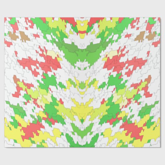 ~ Fraktal Muster Rot Grün Gelb ~ Weihnachten ~ Geschenkpapier (Flach)