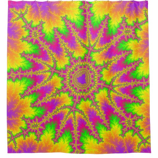 Fraktal Neon Rainbow Duschvorhang (Vorderseite)