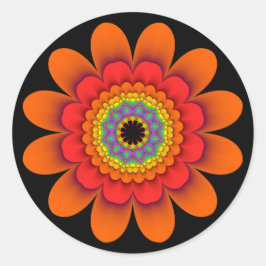 Fraktal Orange Blume Power Stickers