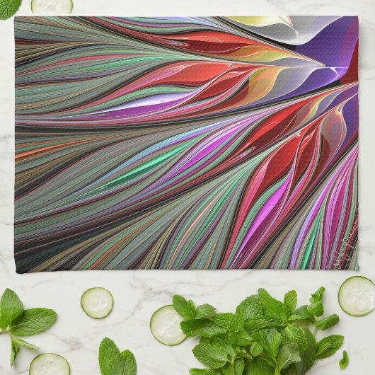 Fraktal-Paradiesvogel Geschirrtuch (Gefaltet)