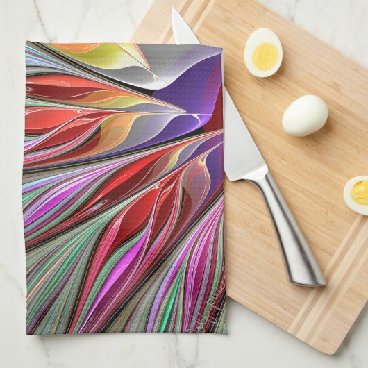 Fraktal-Paradiesvogel Geschirrtuch (Viertel Falte)