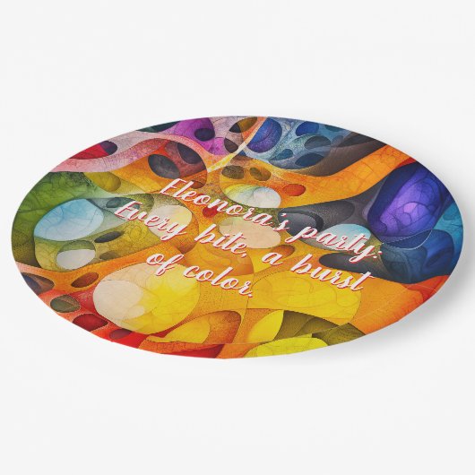 Fraktal Party fröhliches Chaos 9" Runde Pappteller (Schrägansicht)