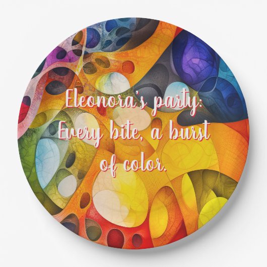 Fraktal Party fröhliches Chaos 9" Runde Pappteller (Vorderseite)
