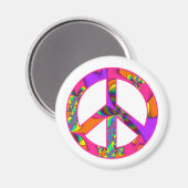 Fraktal Peace Sign Color Me Bright Magnet (Vorderseite/Rückseite)