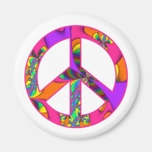 Fraktal Peace Sign Color Me Bright Magnet