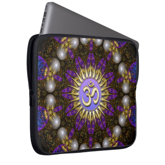 Fraktal Pearls Golden OM Notebook-Notebook-Rückenl Laptopschutzhülle (Vorne Rechts)