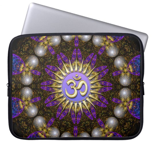 Fraktal Pearls Golden OM Notebook-Notebook-Rückenl Laptopschutzhülle (Vorderseite)