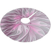 Fraktal Pink Blume Star, Blumenfantasiemuster Polyester Weihnachtsbaumdecke (Schrägansicht)