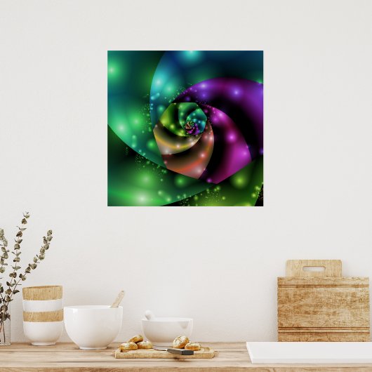 Fraktal-Poster für kosmische Rose Poster (Küche)