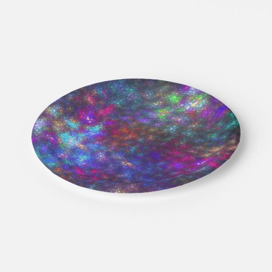 Fraktal Rainbow Pappteller (Schrägansicht)