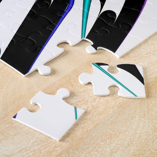 Fraktal Rainbow Spirale Schwarz-weiß Abstrakt Puzzle (Seite)