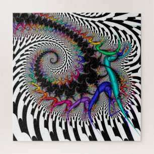 Fraktal Rainbow Spirale Schwarz-weiß Abstrakt Puzzle