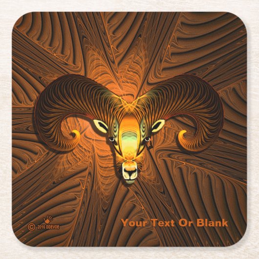 Fraktal Ram's Head Rechteckiger Pappuntersetzer (Vorderseite)