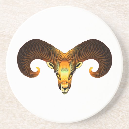 Fraktal Ram's Head Sandstein Untersetzer (Vorne)