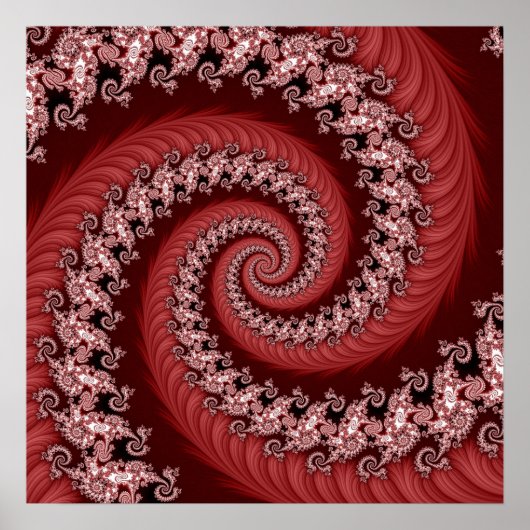 Fraktal Red Double Spiral Poster (Vorne)