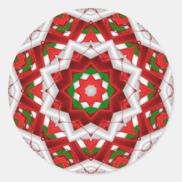 Fraktal Red Green White Holiday Ribbbons Runder Aufkleber