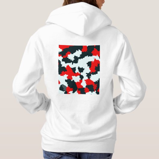 Fraktal Red Schwarz-weiß Pattern Design Hoodie (Rückseite)