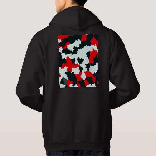 Fraktal Red Schwarz-weiß Pattern Design Hoodie (Rückseite)