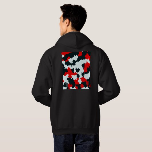 Fraktal Red Schwarz-weiß Pattern Design Hoodie (Schwarz voll)