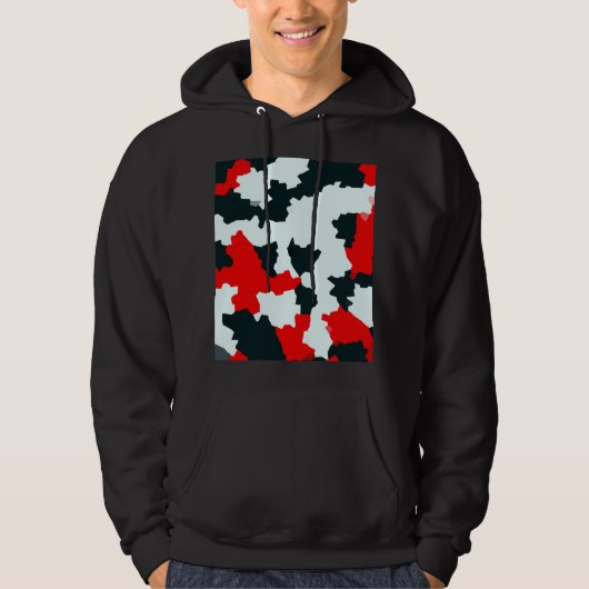 Fraktal Red Schwarz-weiß Pattern Design Hoodie (Vorderseite)