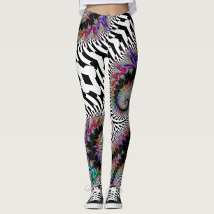 Fraktal Regenbogen Spirale Schwarz-weißen Abstrak Leggings