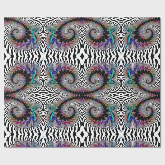 Fraktal Regenbogen Spirale Schwarz-weißen Abstrakt Geschenkpapier (Flach)