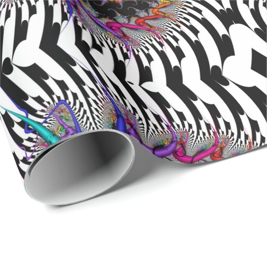 Fraktal Regenbogen Spirale Schwarz-weißen Abstrakt Geschenkpapier (Rolleneckpunkt)