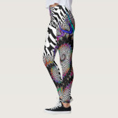 Fraktal Regenbogen Spirale Schwarz-weißen Abstrakt Leggings (Links)