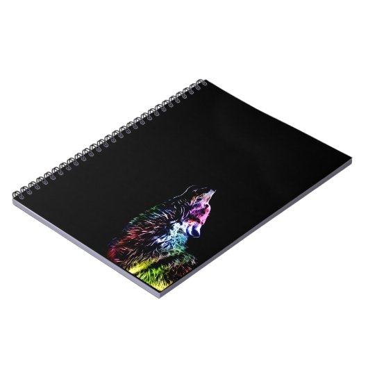 Fraktal-Regenbogen-Wolf Notizblock (Linke Seite)