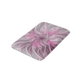 Fraktal Rosa Blume Traum, Blumenfantasy Muster Badematte (Schrägansicht)
