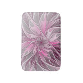 Fraktal Rosa Blume Traum, Blumenfantasy Muster Badematte (Vorderseite Vertikal)