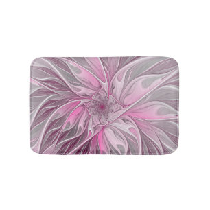 Fraktal Rosa Blume Traum, Blumenfantasy Muster Badematte