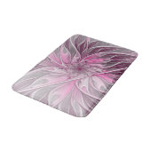 Fraktal Rosa Blume Traum, Blumenfantasy Muster Badematte (Schrägansicht)