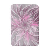 Fraktal Rosa Blume Traum, Blumenfantasy Muster Badematte (Vorderseite Vertikal)