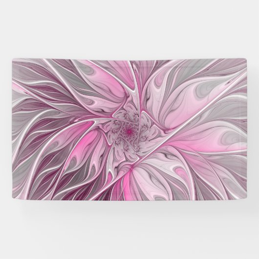 Fraktal Rosa Blume Traum, Blumenfantasy Muster Banner (Horizontal)