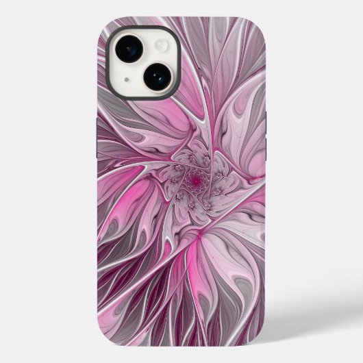 Fraktal Rosa Blume Traum, Blumenfantasy Muster Case-Mate iPhone Hülle (Rückseite)