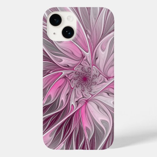 Fraktal Rosa Blume Traum, Blumenfantasy Muster Case-Mate iPhone Hülle (Rückseite)