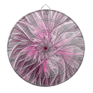 Fraktal Rosa Blume Traum, Blumenfantasy Muster Dartscheibe