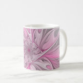Fraktal Rosa Blume Traum, Blumenfantasy Muster Kaffeetasse (VorderseiteRechts)